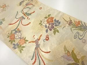 リサイクル　花鳥模様織出し袋帯